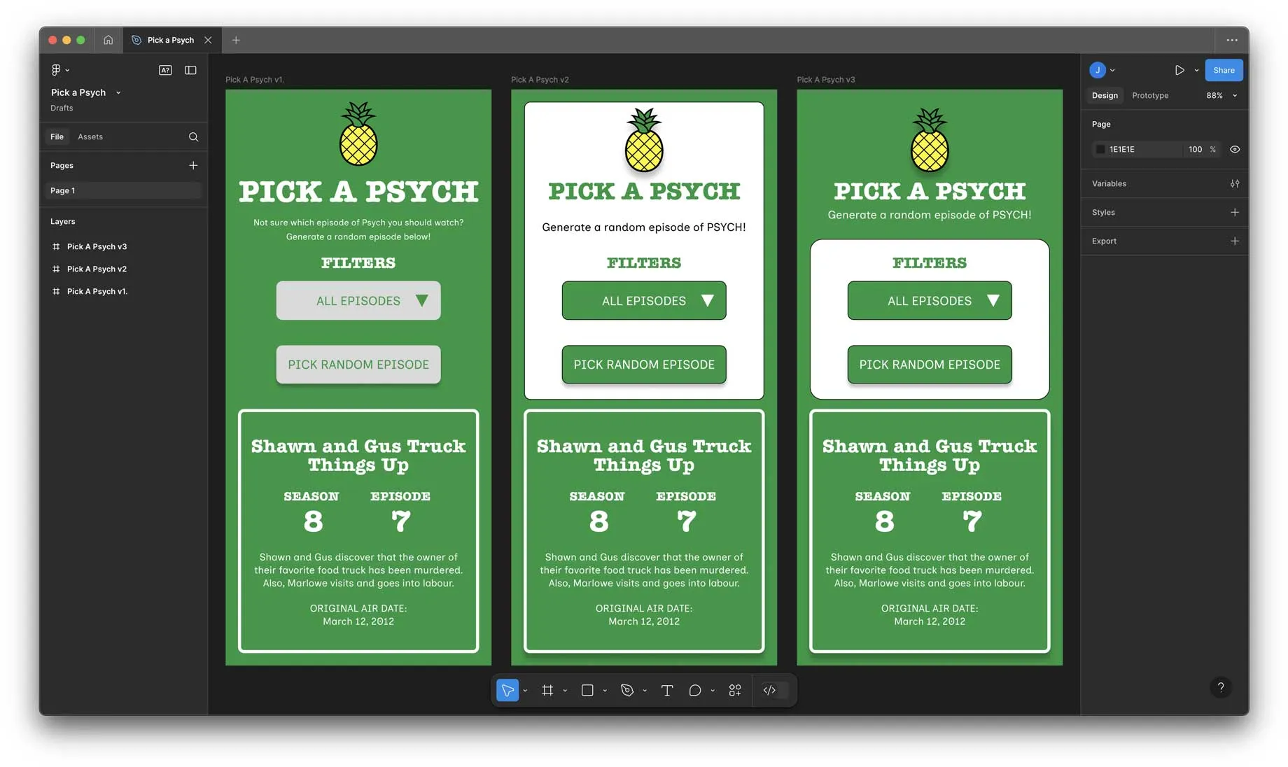 Pick A Psych Figma Designs