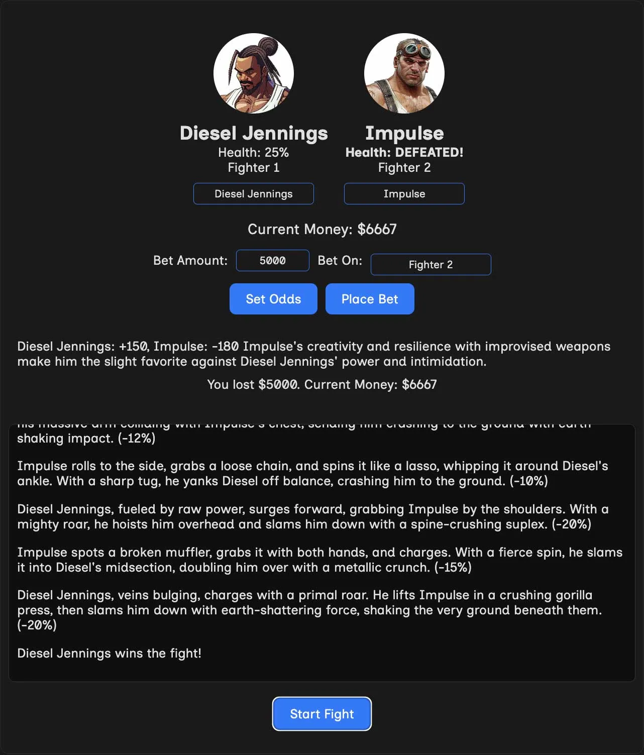 The GAN Fight Simulator Screenshot