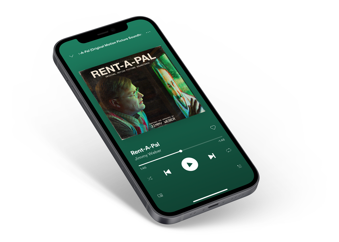 iPhone with Rent-A-Pal soundtrack