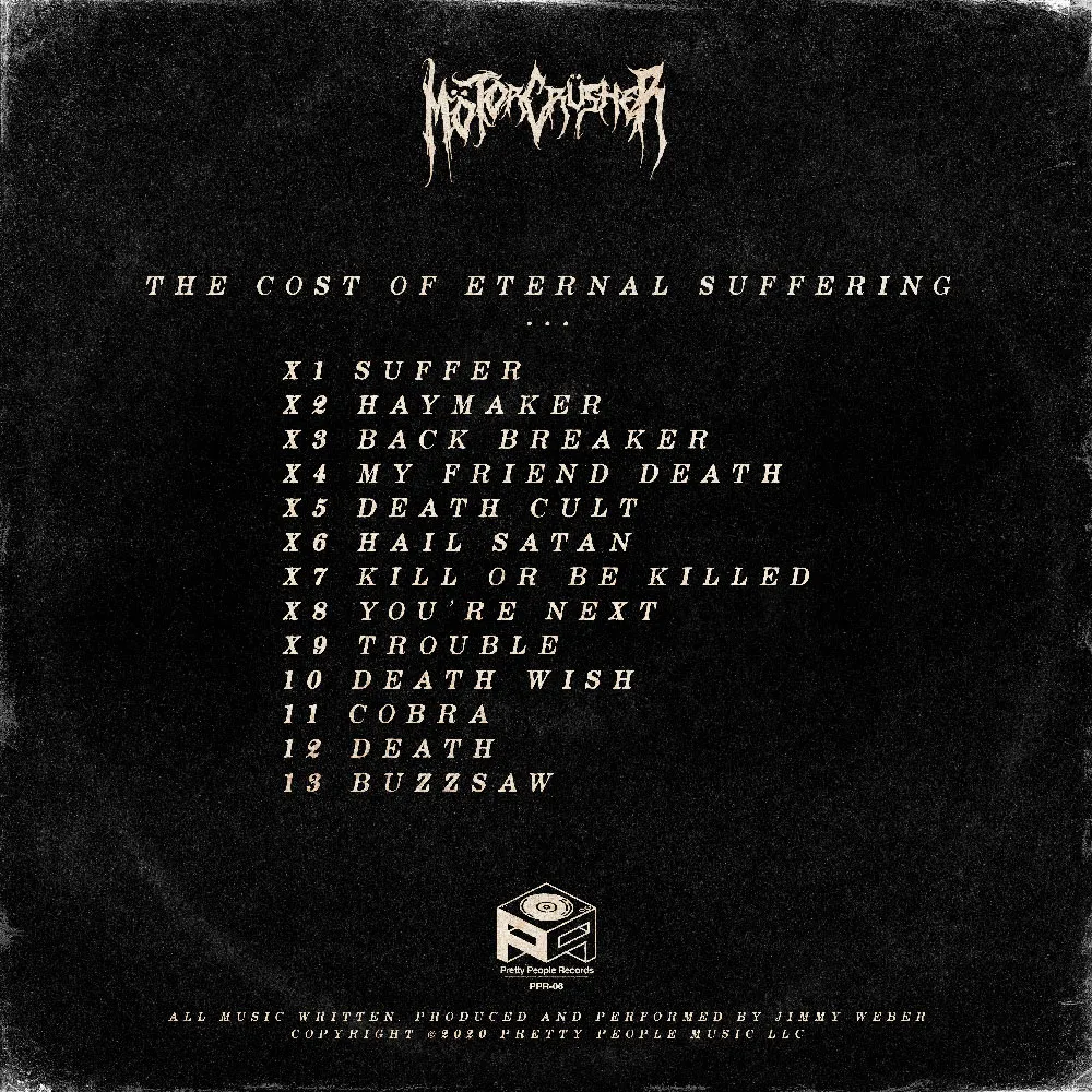 MötorCrüsher 'The Cost of Eternal Suffering' Back Art