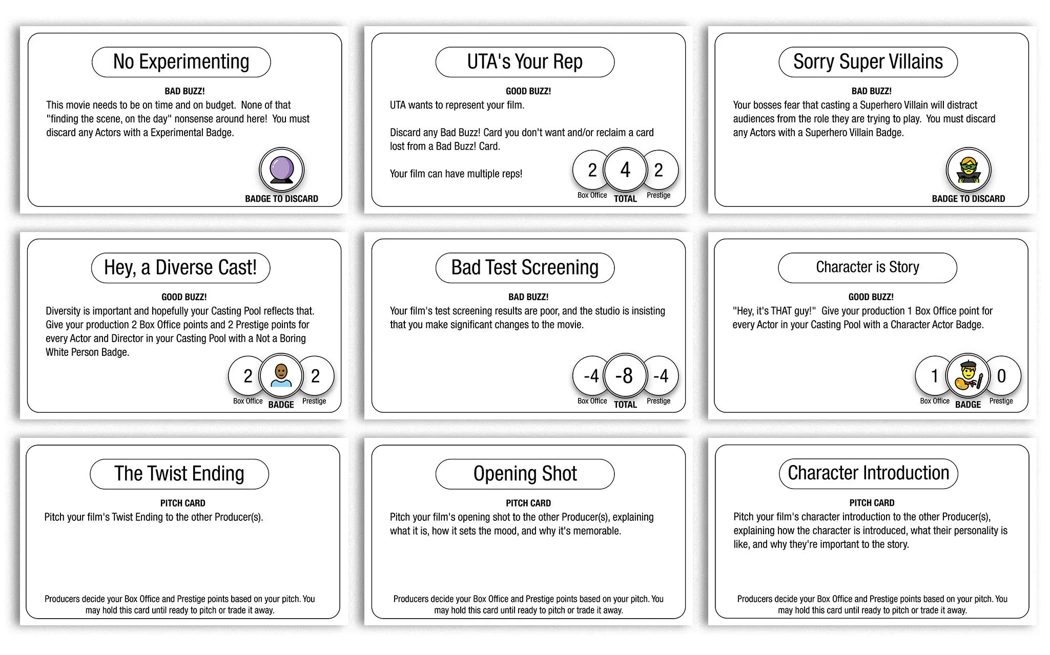 Hollywood Hustle: Buzz Cards and Pitch Cards